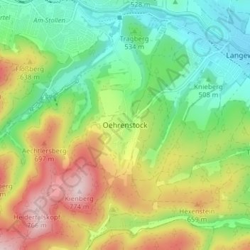Oehrenstock topographic map, elevation, terrain
