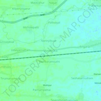 Mandhurai topographic map, elevation, terrain