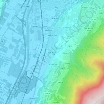 Villard Noir topographic map, elevation, terrain