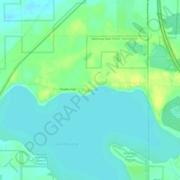Carp Lake topographic map, elevation, terrain