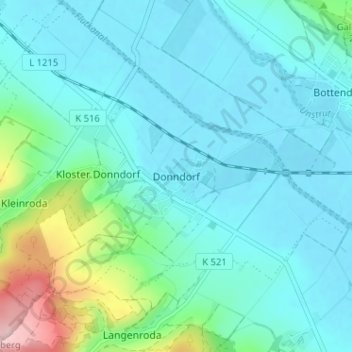 Donndorf topographic map, elevation, terrain