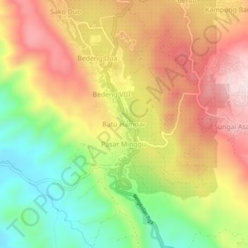 Batu Hampar topographic map, elevation, terrain