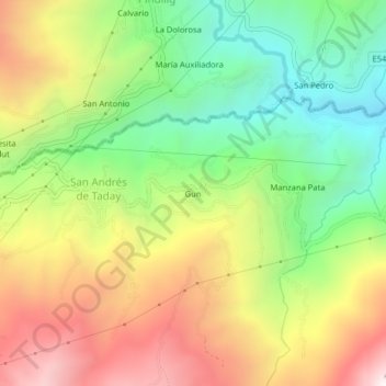 Gun topographic map, elevation, terrain
