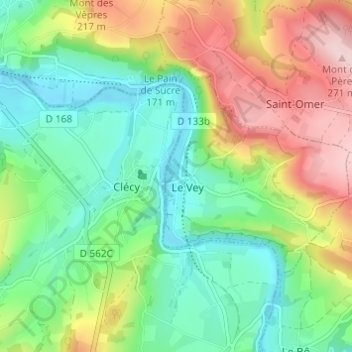 Le Bas du Vey topographic map, elevation, terrain
