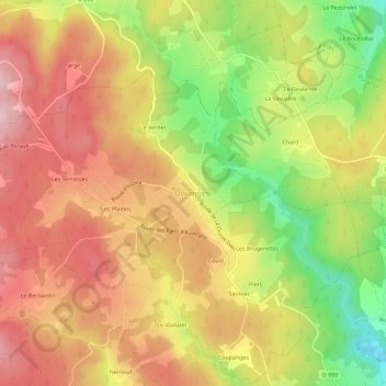 Le Bourg topographic map, elevation, terrain