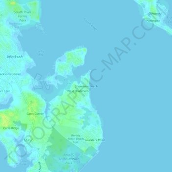 Shoreham Beach topographic map, elevation, terrain