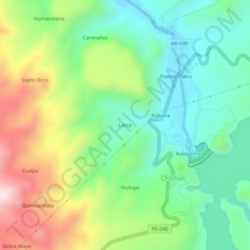 Lacra topographic map, elevation, terrain