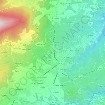 Le Soleil topographic map, elevation, terrain