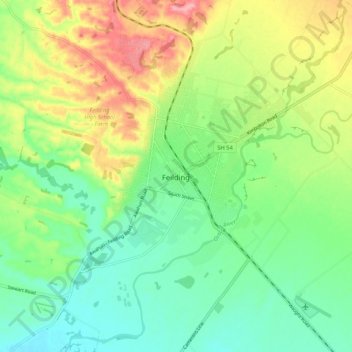 Feilding topographic map, elevation, terrain