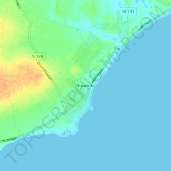 Abbekås topographic map, elevation, terrain