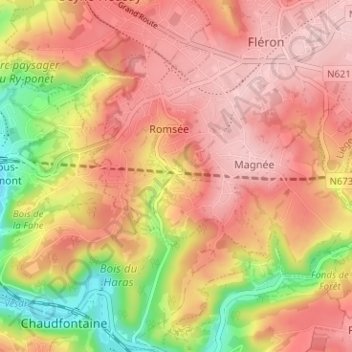 Bouny topographic map, elevation, terrain