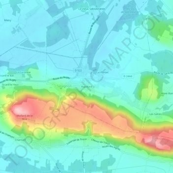 Rapillard topographic map, elevation, terrain