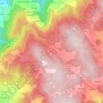 Chã topographic map, elevation, terrain