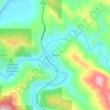 Benbow topographic map, elevation, terrain