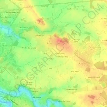 La Roche Moreau topographic map, elevation, terrain