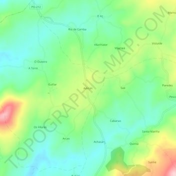 Adelán topographic map, elevation, terrain