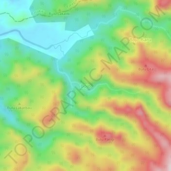 Bojo topographic map, elevation, terrain