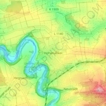 Hohenacker topographic map, elevation, terrain