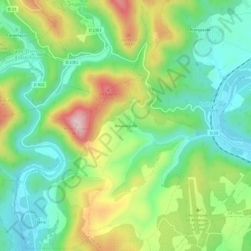 Boussagues topographic map, elevation, terrain