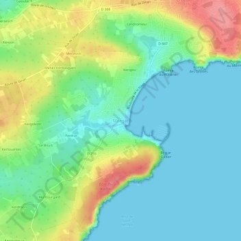 Morgat topographic map, elevation, terrain