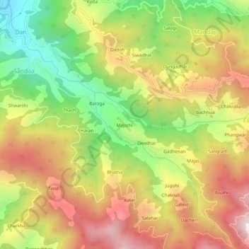Majothi topographic map, elevation, terrain