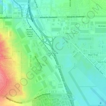 West March topographic map, elevation, terrain