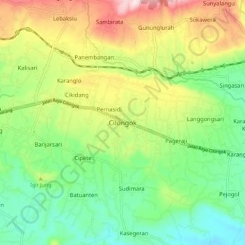 Cilongok topographic map, elevation, terrain