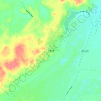 Frane topographic map, elevation, terrain