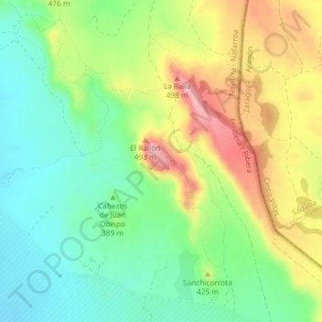 Plana del Rallón topographic map, elevation, terrain