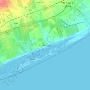 Cacela Velha topographic map, elevation, terrain