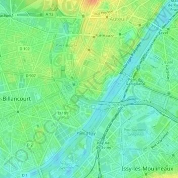 Porte du Point-du-Jour topographic map, elevation, terrain