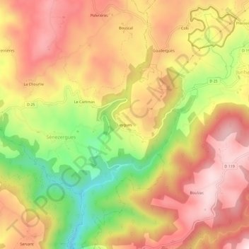 Leygues topographic map, elevation, terrain