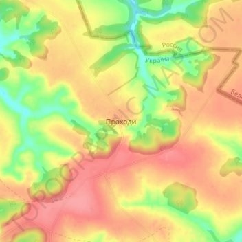 Prokhody topographic map, elevation, terrain