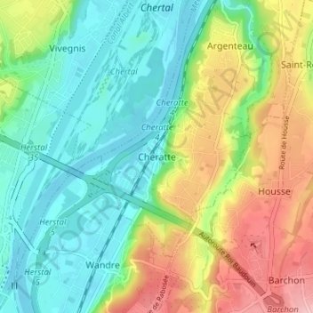 Cheratte topographic map, elevation, terrain