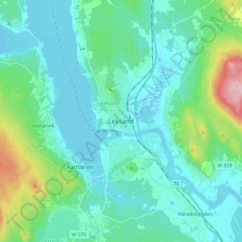Leksand topographic map, elevation, terrain