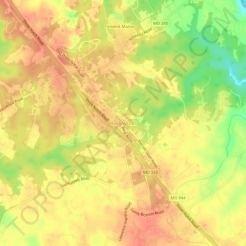 Hollywood topographic map, elevation, terrain