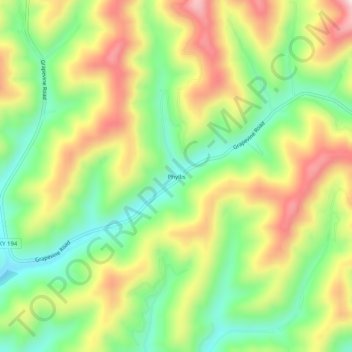Phyllis topographic map, elevation, terrain
