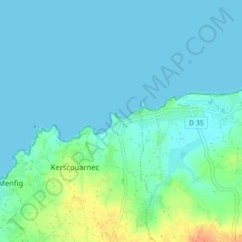 Poulfoën topographic map, elevation, terrain