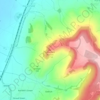 Haresfield Beacon topographic map, elevation, terrain