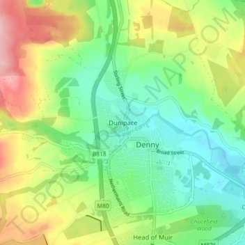 Dunipace topographic map, elevation, terrain