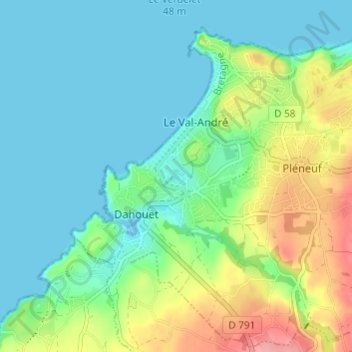 Le Guémadeuc topographic map, elevation, terrain
