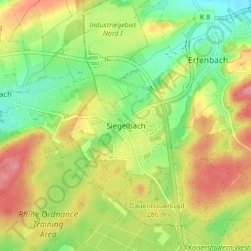 Siegelbach topographic map, elevation, terrain