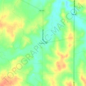Skeeterville topographic map, elevation, terrain