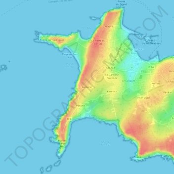 Kerbonn topographic map, elevation, terrain
