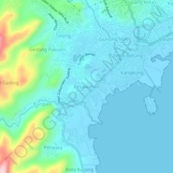 Pesawahan topographic map, elevation, terrain