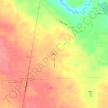 Five Points topographic map, elevation, terrain