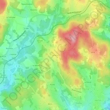 Daniecq topographic map, elevation, terrain