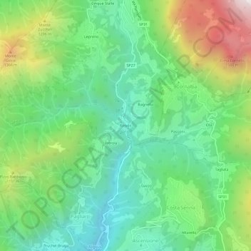 Rosolo topographic map, elevation, terrain