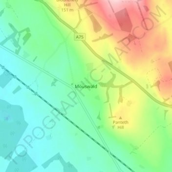 Mouswald topographic map, elevation, terrain