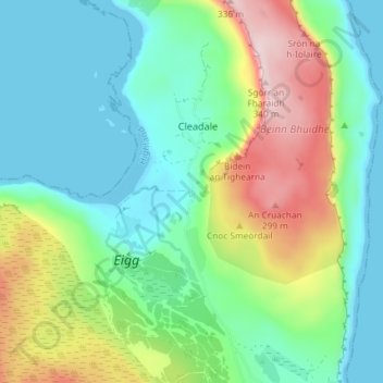 Cuagach topographic map, elevation, terrain